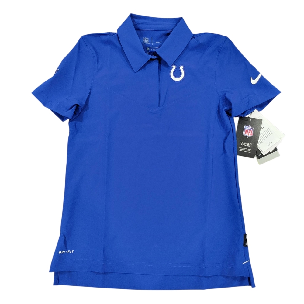 Retro NFL Indianapolis Colts Nike Royal Blue Polo With Logo Women's Shirt XS
